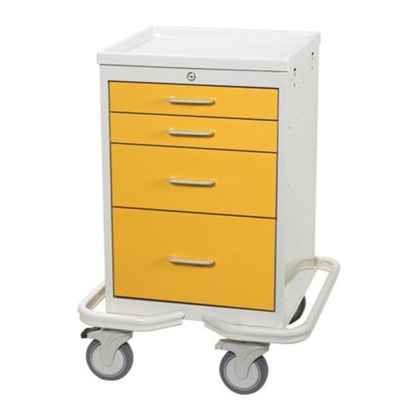 Mpd Medical 4 Drawer 21" Steel Mini Cart, Key Lock, Crash Cart Blue MAS-421-CCB